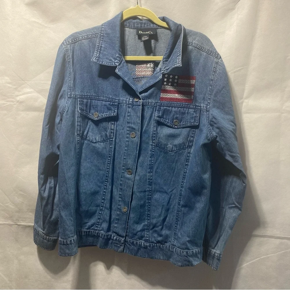Denim & Co. Denim Shirt -Size L - Picture 1 of 6